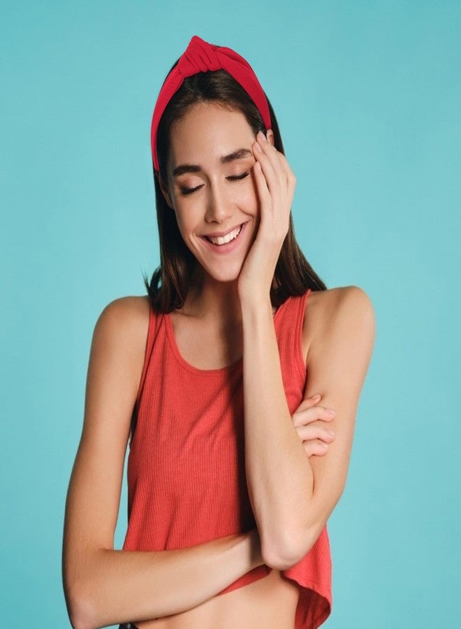 Ondder Red Top Knot Headbands - Wide Knotted Non-Slip Fashion Headbands for Women and Girls, Cloth Hair Bands - Image 5